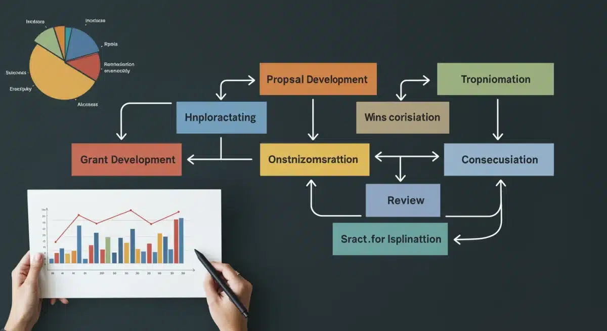 Flowchart illustrating the federal grant application process for STEM education funding.