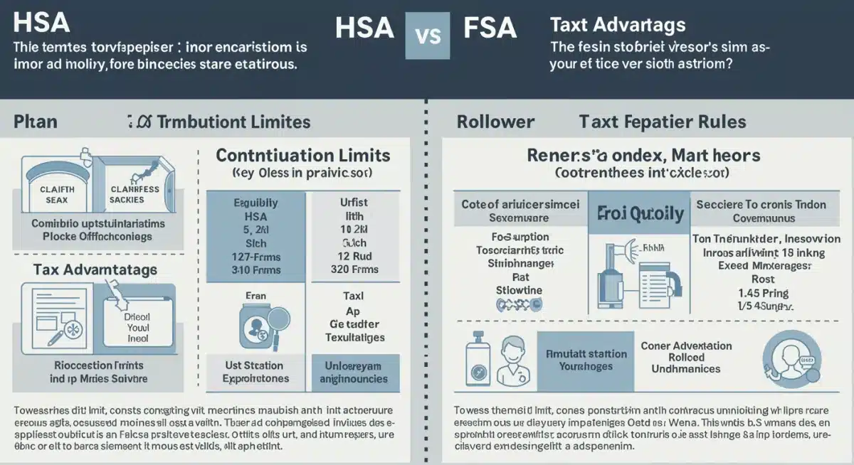 Infographic comparing HSA and FSA key features and differences for healthcare savings