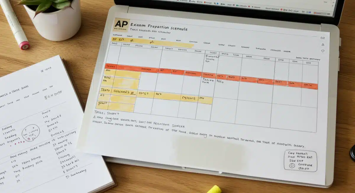 Organized AP exam study schedule for 2025 changes.