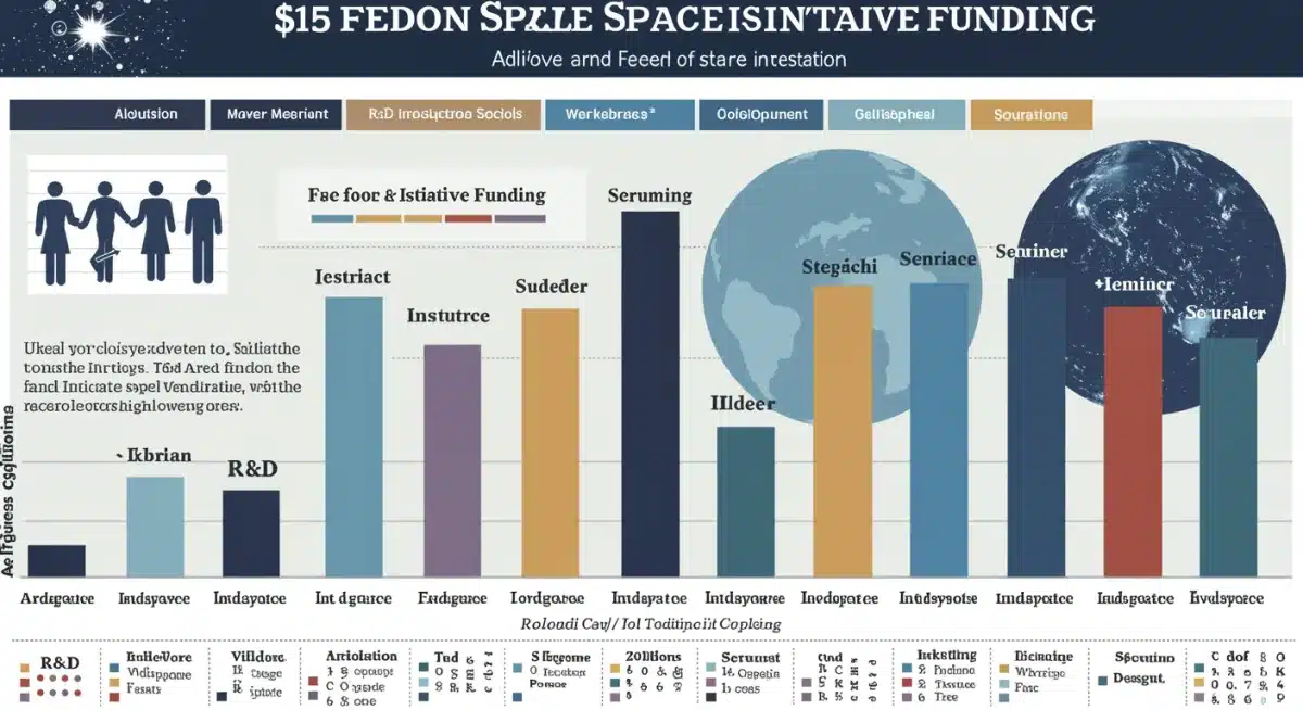 Infographic showing billion federal space initiative funding allocation across key sectors