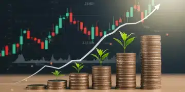 Growing stack of coins symbolizing high-yield savings account growth
