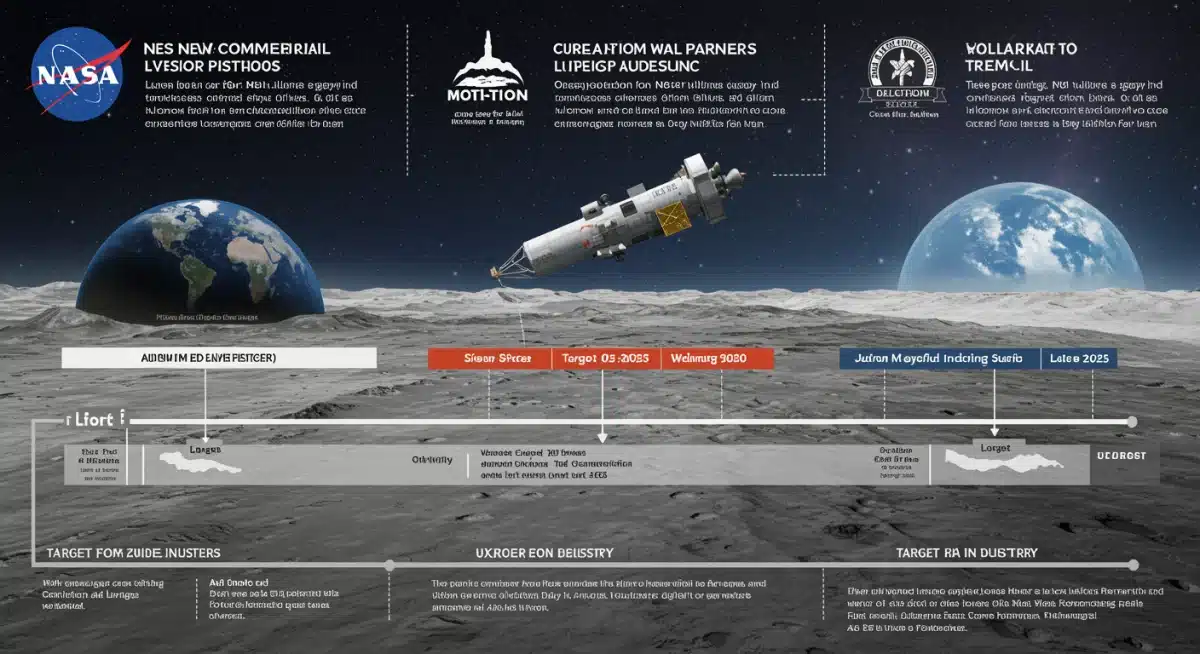 Infographic detailing NASA's three new commercial lunar mission partners and their objectives.
