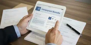 Federal Unemployment Benefits 2026: Claim Your Maximum Person applying for federal unemployment benefits on a tablet
