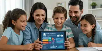 Family comparing 2025 health insurance marketplace plans on a tablet