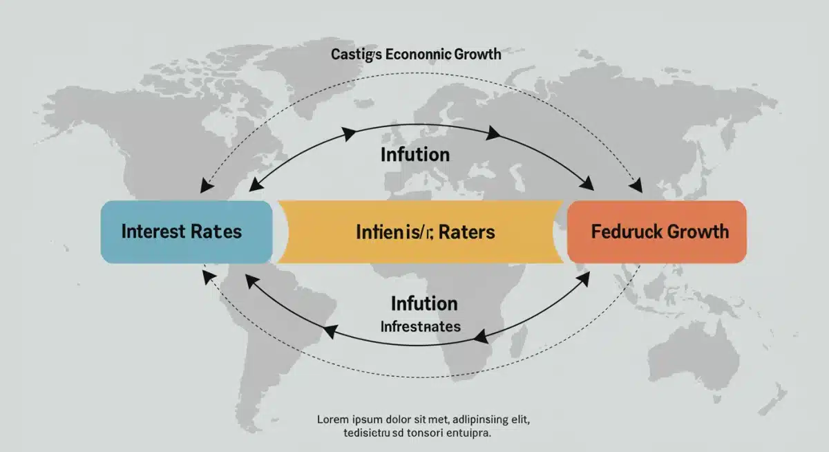 Infographic illustrating the interplay between interest rates, inflation, and economic growth.