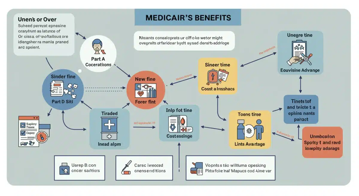 Infographic showing Medicare benefit components and regulatory changes.