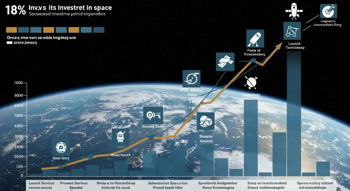 Infographic showing 18% rise in private space investment due to 2025 National Space Strategy.