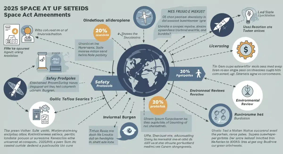 Infographic showing key areas of 2025 Space Act Amendments and regulatory reductions.