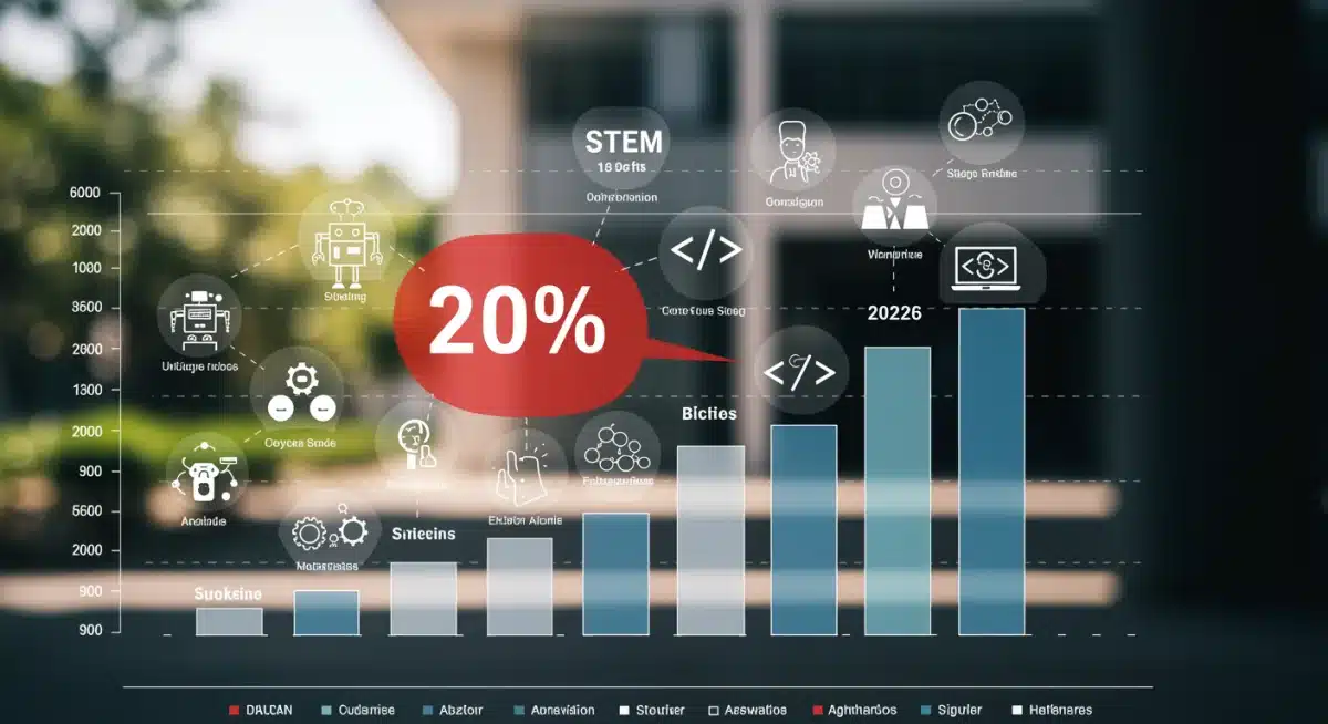 Infographic showing 20% federal STEM funding increase for 2026