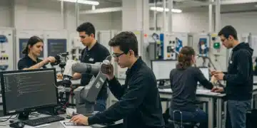 Students learning in modern vocational training programs in the US