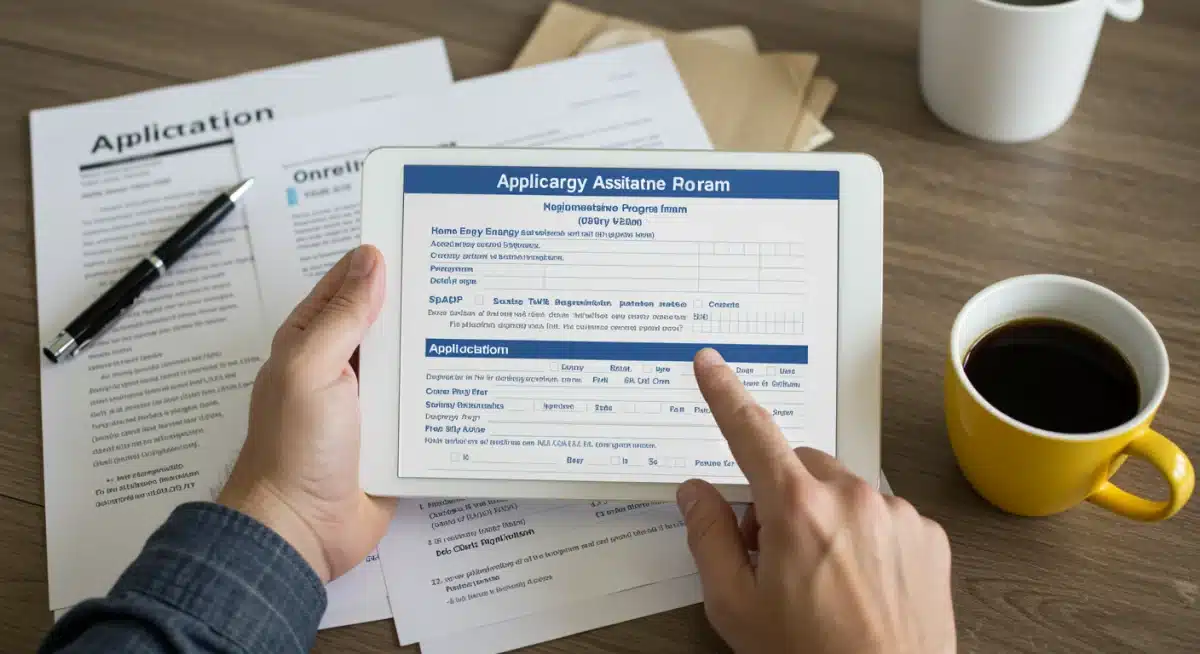 Person filling out HEAP application form digitally