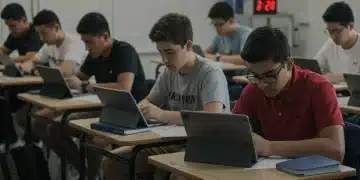 High school students preparing for digital SAT ACT tests