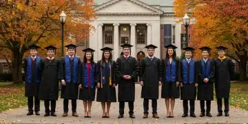 Ambitious graduate students on a university campus, representing US grad school admissions.
