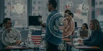 Illustration of digital learning with US Department of Education seals and 2026 calendar.