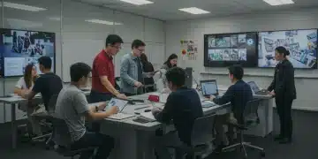 Students and teachers engaging with technology in a modern classroom, representing future education policies.