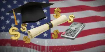 Graduation cap with dollar signs and calculator representing education tax savings.
