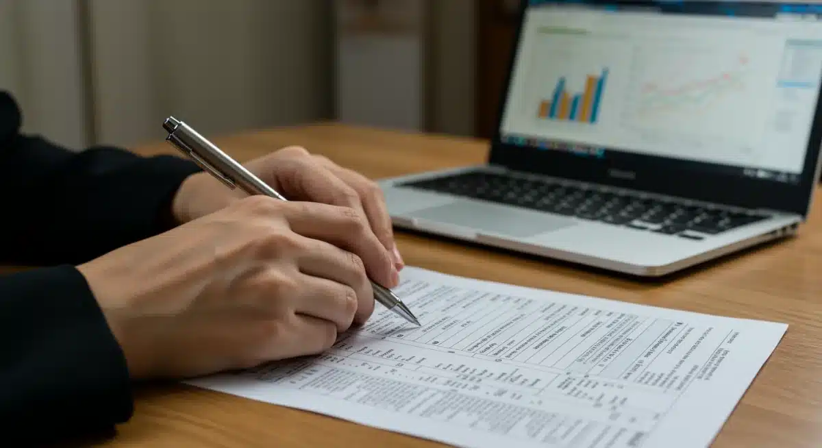 Person filling out tax forms for education expenses.