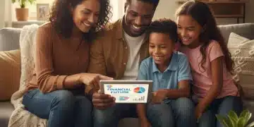 Happy family reviewing Child Tax Credit 2026 information on a tablet, symbolizing financial planning.
