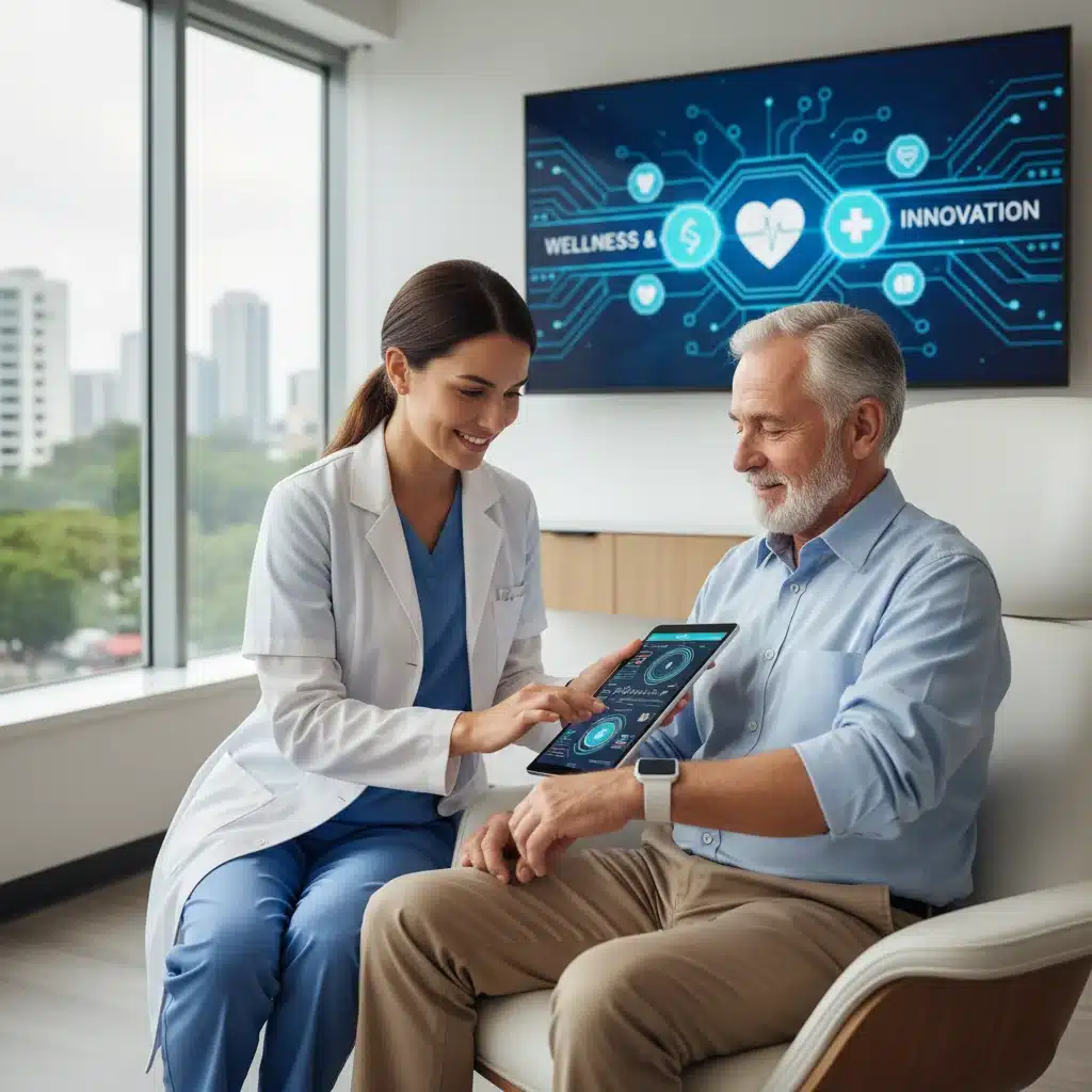 Healthcare professional using digital tools with a patient, demonstrating modern healthcare skills.