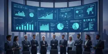 Diverse group analyzing healthcare policy data on a screen, symbolizing healthcare reform discussions.
