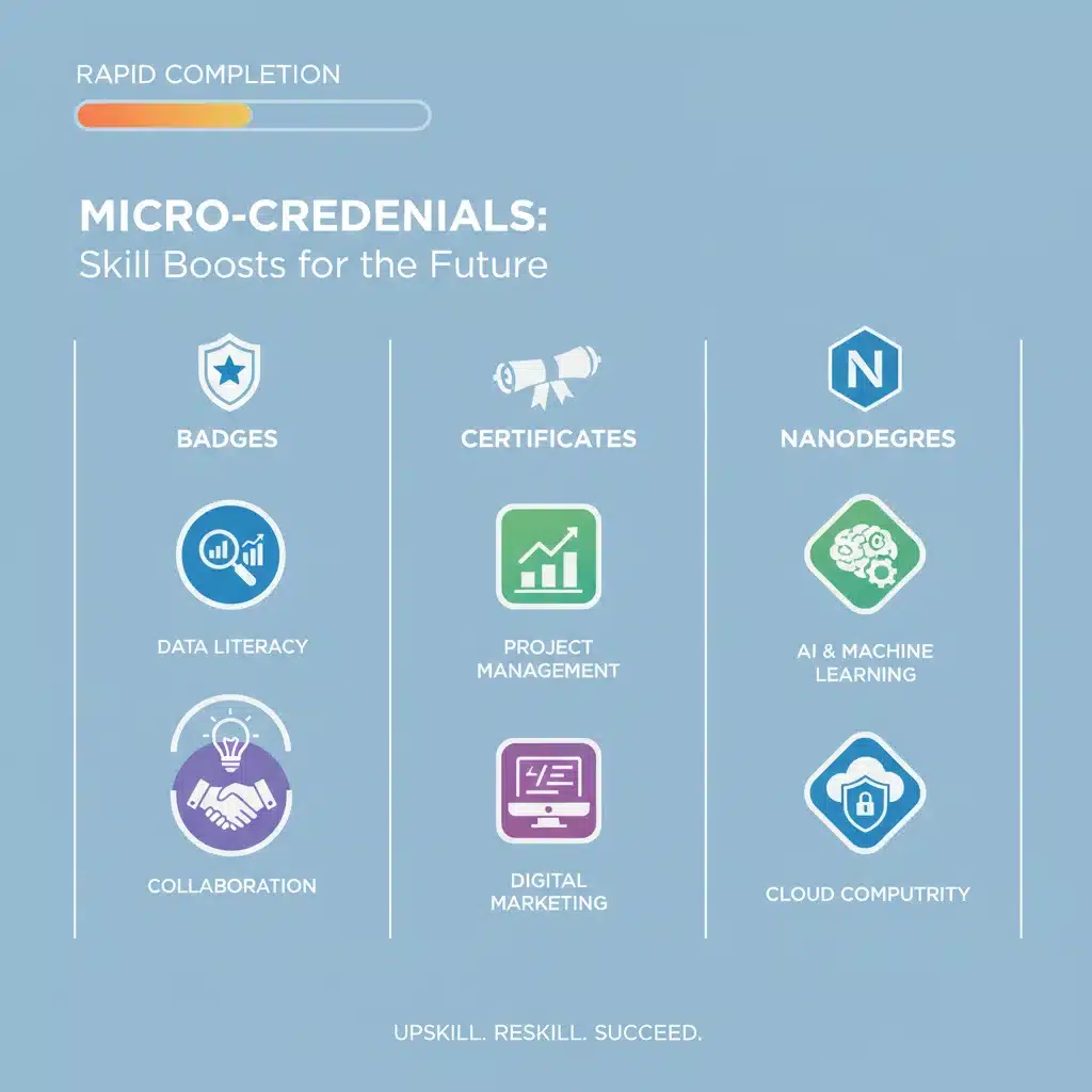 Infographic showing types of micro-credentials and skill areas