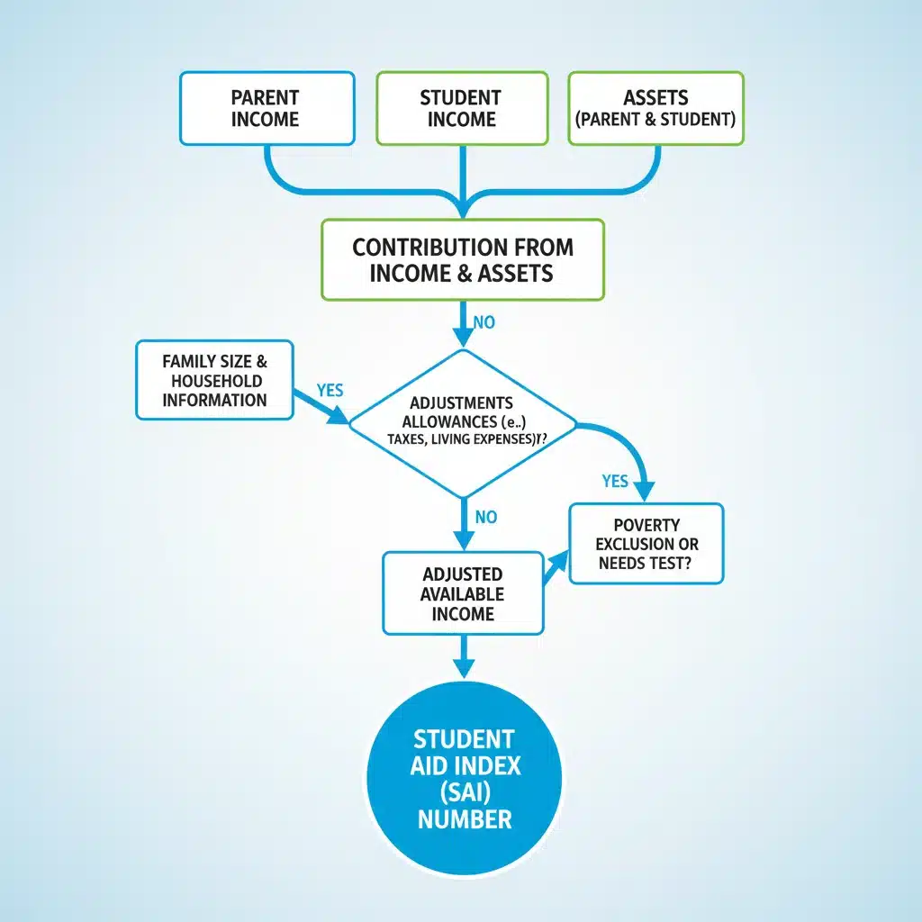 Flowchart illustrating Student Aid Index (SAI) calculation