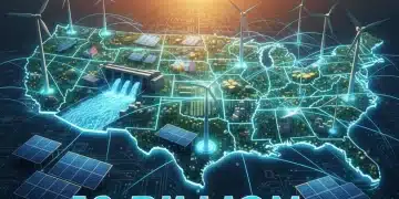 Illustration of diverse renewable energy sources across a US map, symbolizing the DOE's $10 billion investment.