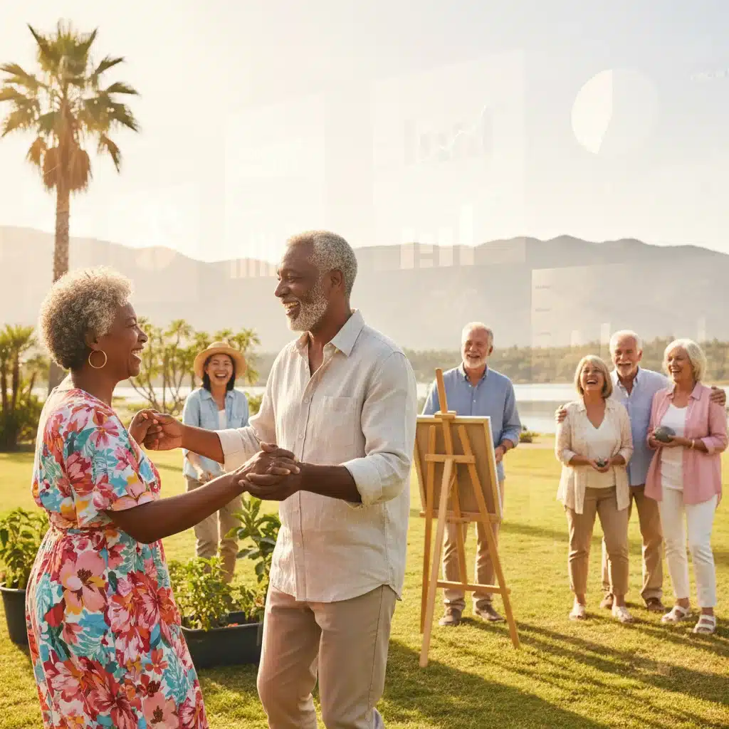 Happy senior citizens benefiting from Social Security adjustments