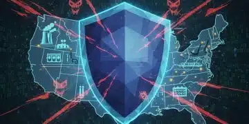 Digital shield protecting critical US infrastructure from cyber threats