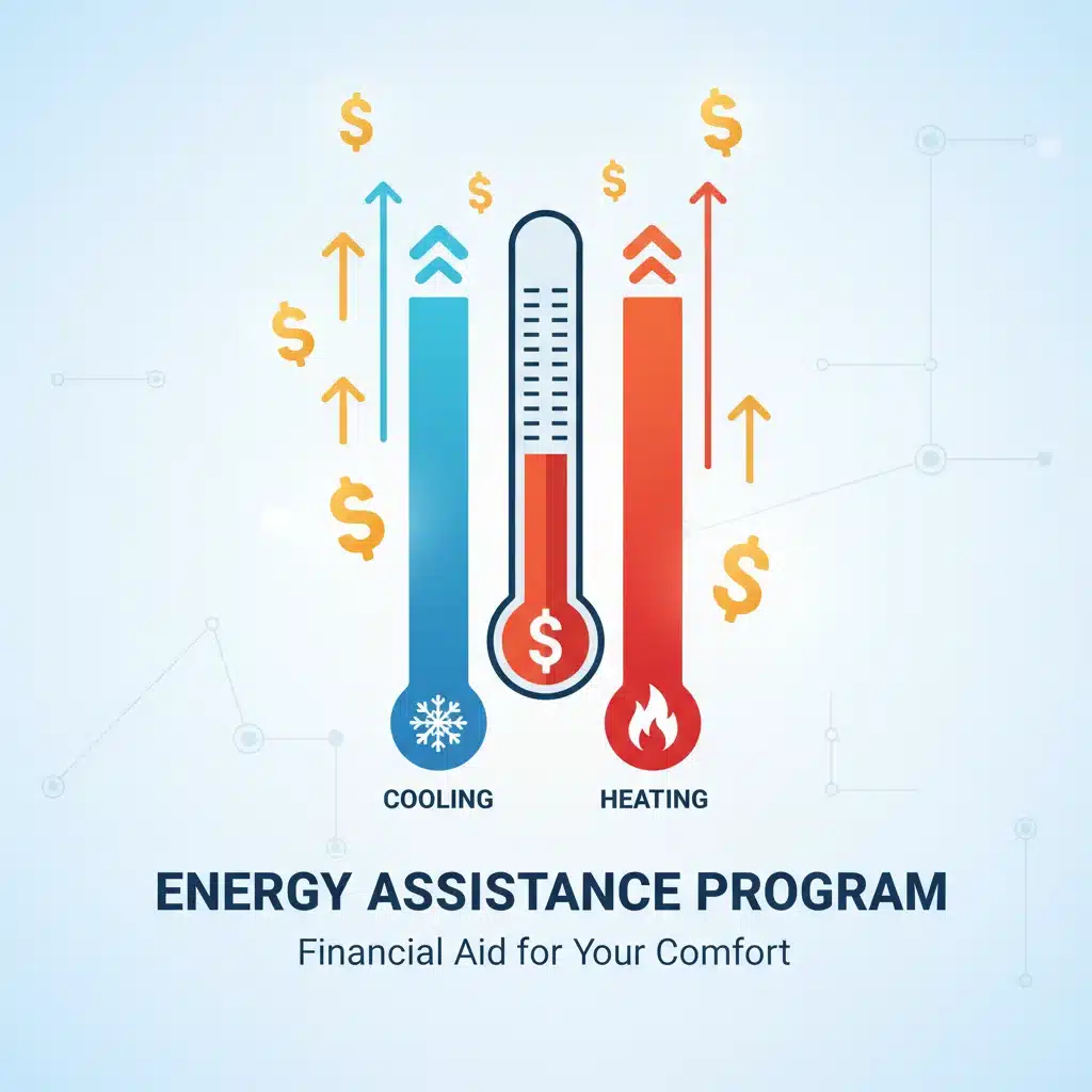 Infographic illustrating LIHEAP benefits for heating and cooling