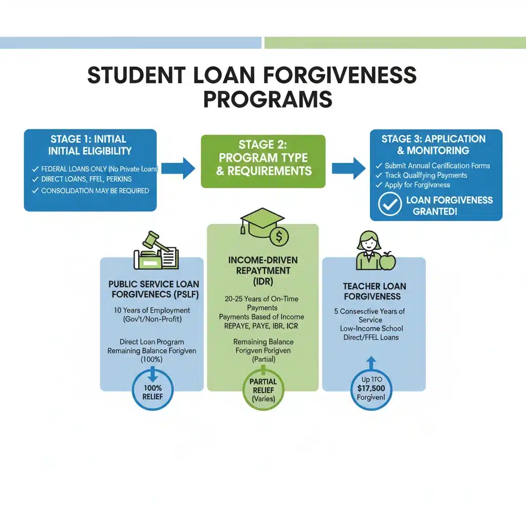 Infographic showing student loan forgiveness eligibility