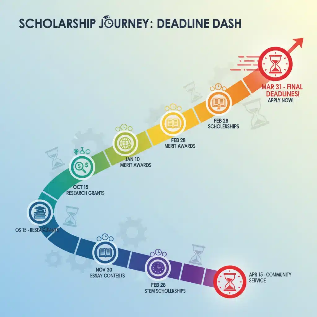 Visual timeline highlighting upcoming scholarship application deadlines
