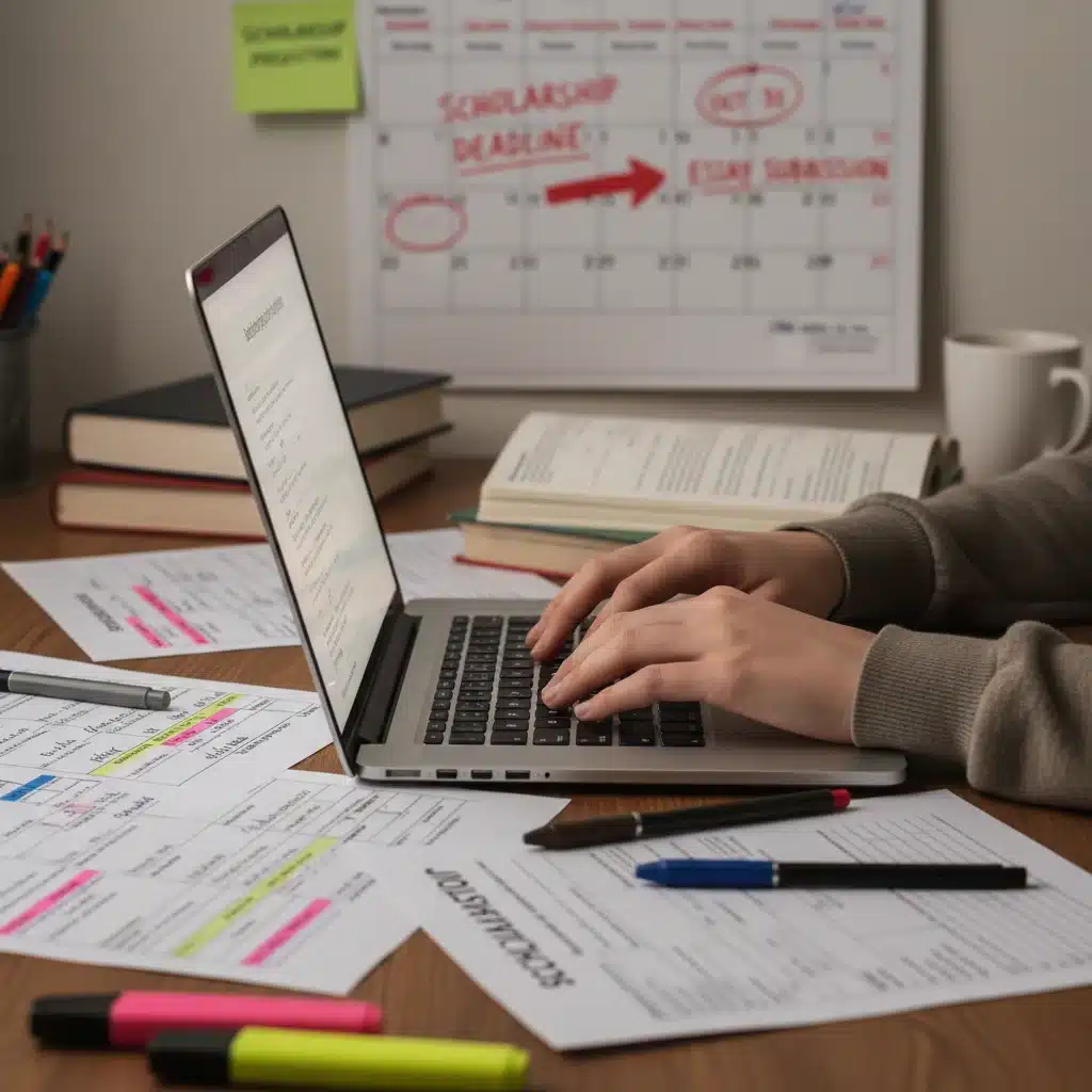 Student actively filling out scholarship applications on a laptop