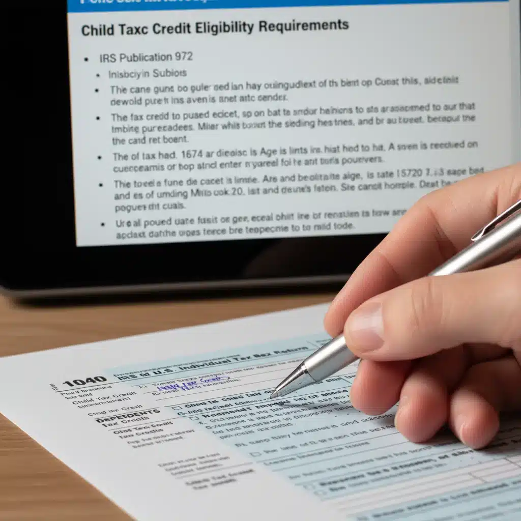 Detailed tax form section on Child Tax Credit eligibility