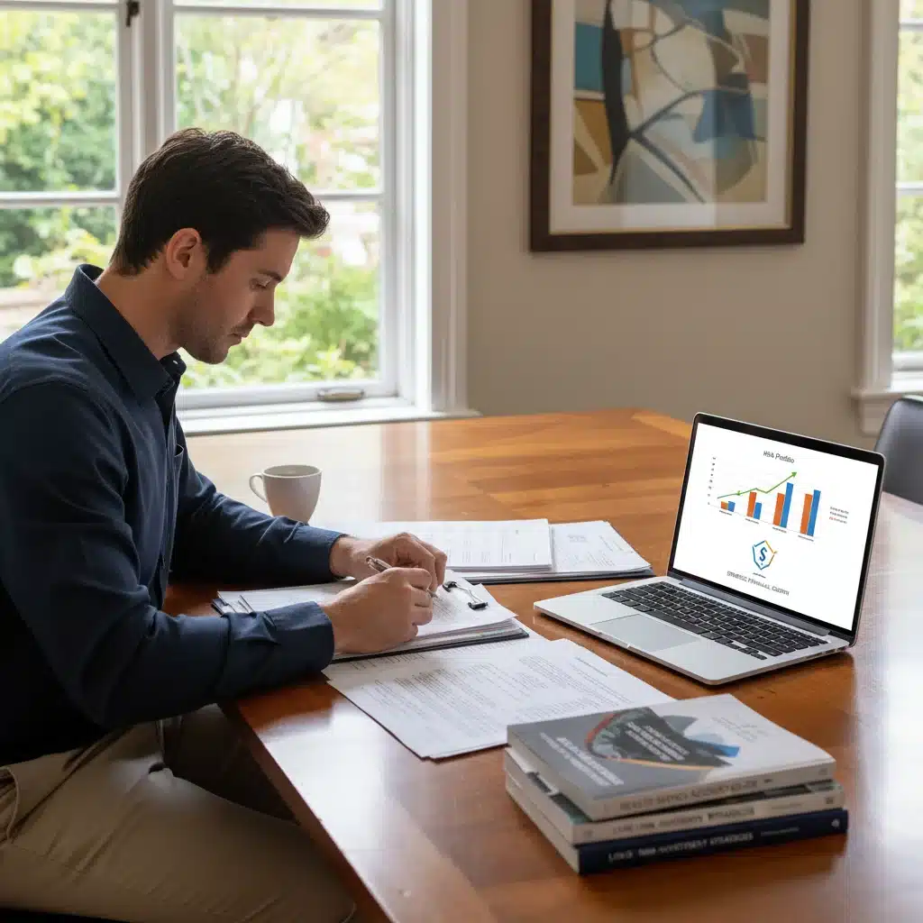Person analyzing financial statements for HSA investment growth