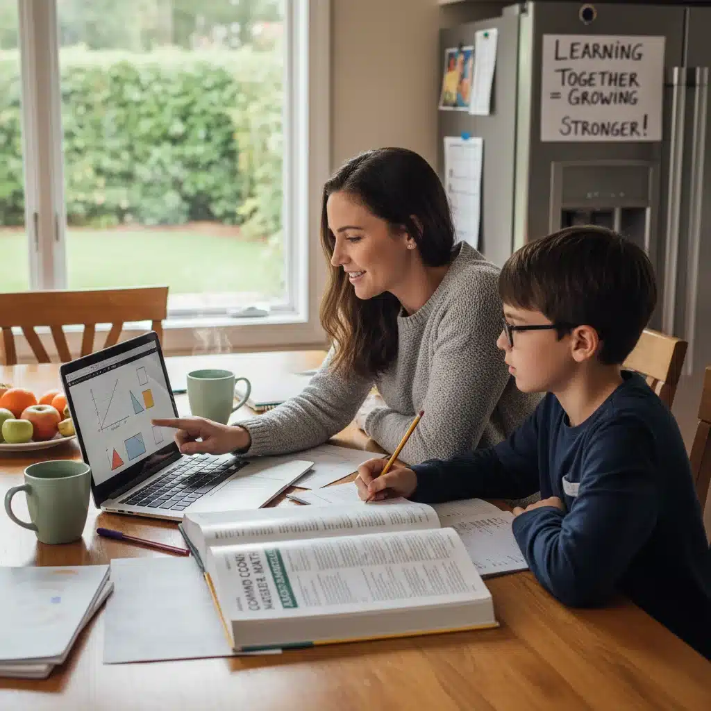 Parent and child studying together, demonstrating engaged parental support for Common Core.