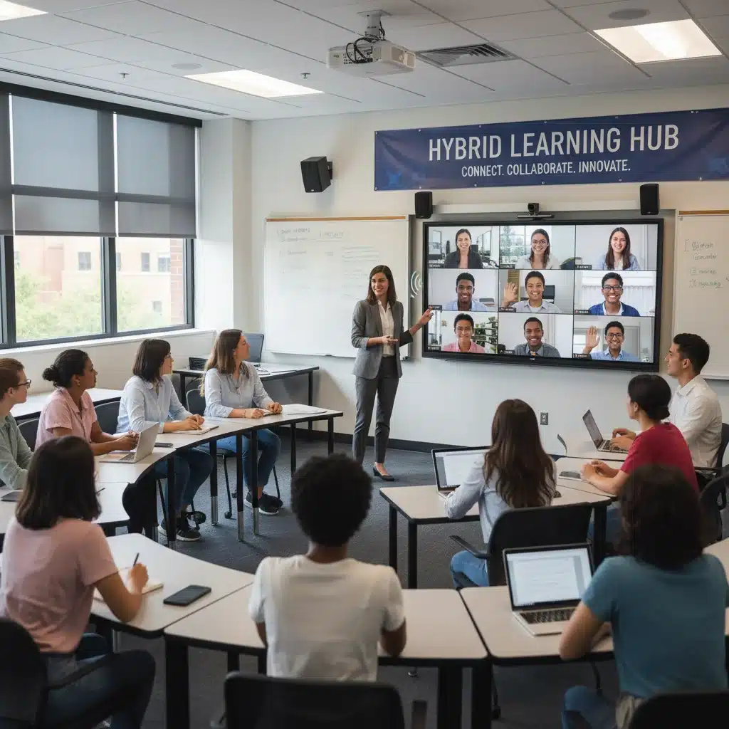 Hybrid learning environment with students both in-person and online collaborating