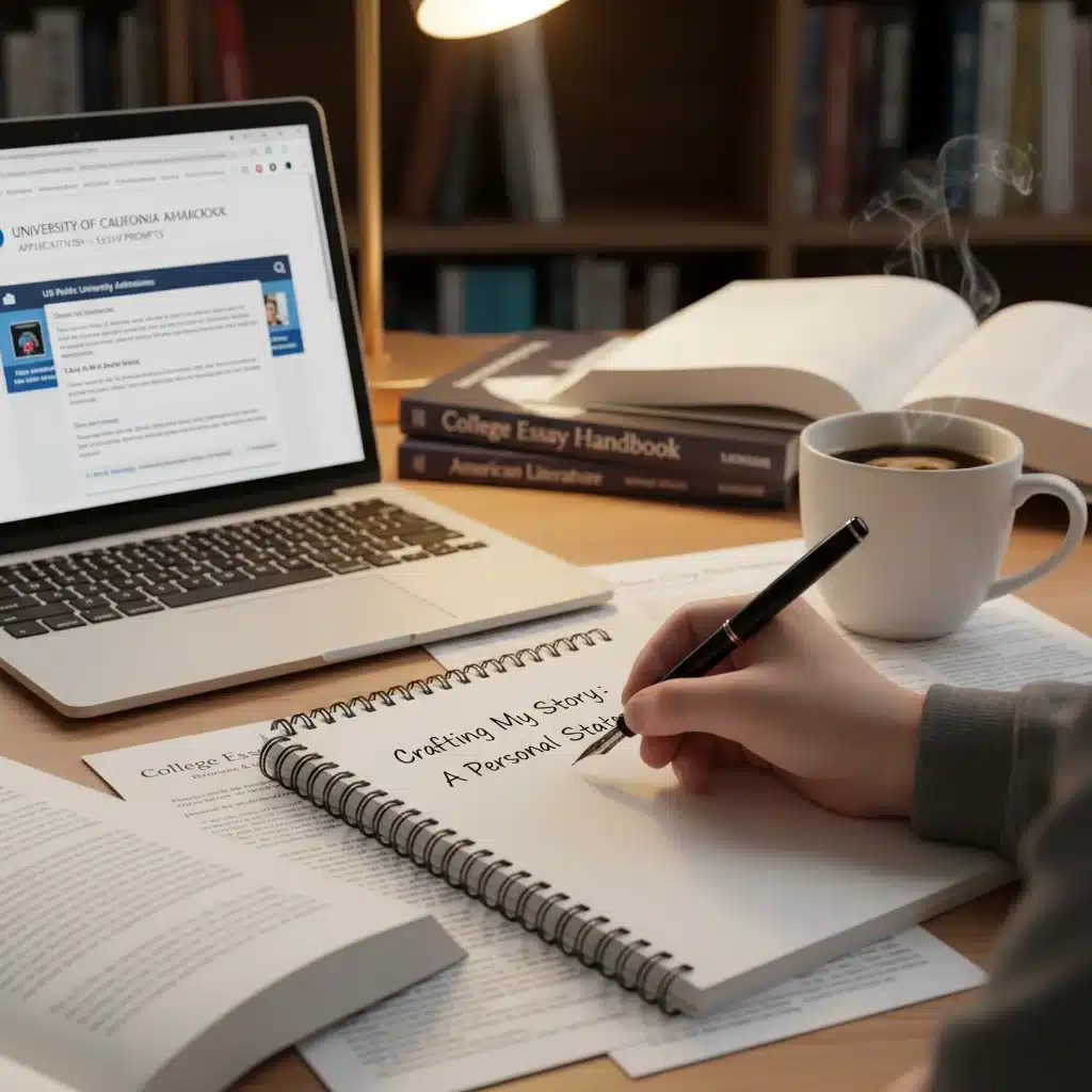 Student writing a compelling college application essay